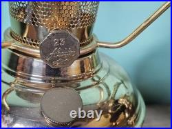 Vintage ALADDIN Model 23 Brass Kerosene Oil Lamp Sherwood Milk Glass Shade