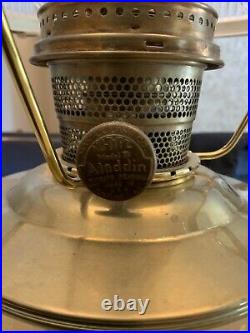 Vintage ALADDIN Model B Brass Pedestal Kerosine Oil Lamp. Complete. Read Desc