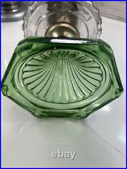 Vintage ALADDIN Nu-Type Model B Burner Antique Oil Mantle Lamp Green Clear Glass