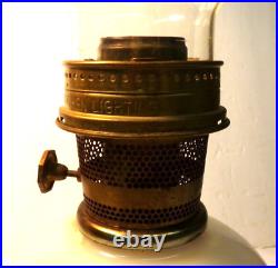 Vintage ALADDIN Oil Lamp Model 23 Daisy Wheat Milk Glass + Aladdin Chimney 20