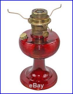 Vintage ALADDIN Red Amberina Art Glass BeeHive Kerosene Oil Lamp Model B Burner