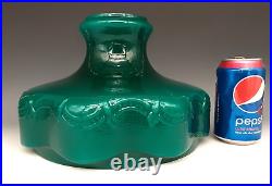 Vintage ALADDIN Teal Green Cased Glass BEADED DRAPE & TASSEL 10 Oil Lamp Shade