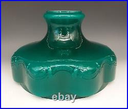 Vintage ALADDIN Teal Green Cased Glass BEADED DRAPE & TASSEL 10 Oil Lamp Shade