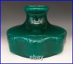 Vintage ALADDIN Teal Green Cased Glass BEADED DRAPE & TASSEL 10 Oil Lamp Shade