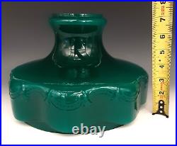 Vintage ALADDIN Teal Green Cased Glass BEADED DRAPE & TASSEL 10 Oil Lamp Shade