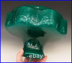 Vintage ALADDIN Teal Green Cased Glass BEADED DRAPE & TASSEL 10 Oil Lamp Shade