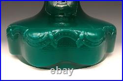 Vintage ALADDIN Teal Green Cased Glass BEADED DRAPE & TASSEL 10 Oil Lamp Shade