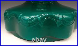 Vintage ALADDIN Teal Green Cased Glass BEADED DRAPE & TASSEL 10 Oil Lamp Shade