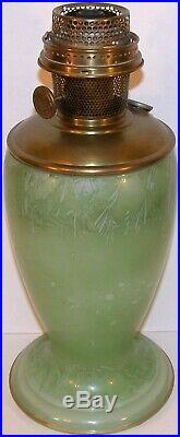 Vintage ALADDIN VASE LAMP Green Venetian Art Craft model 12 pot and straw finish