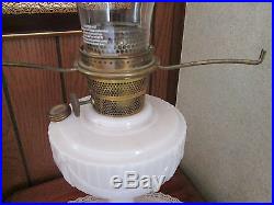 Vintage Alacite Glass Lincoln Drape Aladdin Kerosene Lamp/ Shade, Lox on Chimney