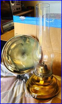 Vintage Aladdin 14 A B & C Reflector Amber Glass Kerosene Oil Wick Chimney Lamp
