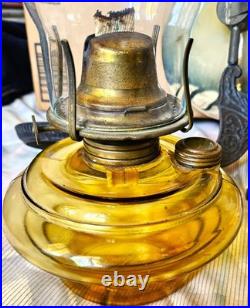 Vintage Aladdin 14 A B & C Reflector Amber Glass Kerosene Oil Wick Chimney Lamp