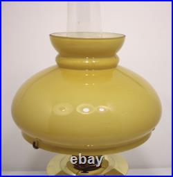 Vintage Aladdin 23 Brass Oil Lamp with YellowithOrange Shade and Chimney