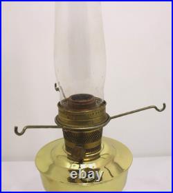 Vintage Aladdin 23 Brass Oil Lamp with YellowithOrange Shade and Chimney