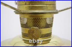 Vintage Aladdin 23 Brass Oil Lamp with YellowithOrange Shade and Chimney