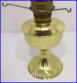 Vintage Aladdin 23 Brass Oil Lamp with YellowithOrange Shade and Chimney