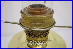 Vintage Aladdin 23 Brass Oil Lamp with YellowithOrange Shade and Chimney