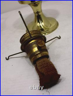 Vintage Aladdin 23 Brass Oil Lamp with YellowithOrange Shade and Chimney