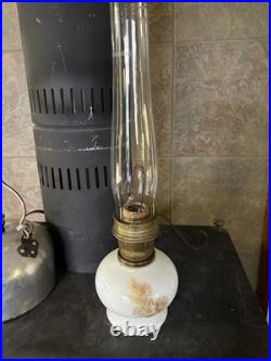 Vintage Aladdin 23 Kerosene Oil Lamp Daisies Wheat Milk Glass Floral White