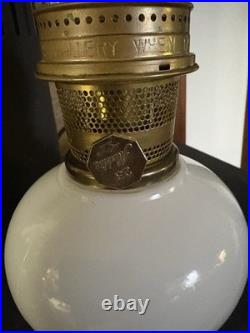 Vintage Aladdin 23 Kerosene Oil Lamp Daisies Wheat Milk Glass Floral White