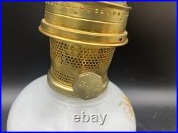 Vintage Aladdin 23 Kerosene Oil Lamp Daisies & Wheat Milk Glass WithChimney 1970's
