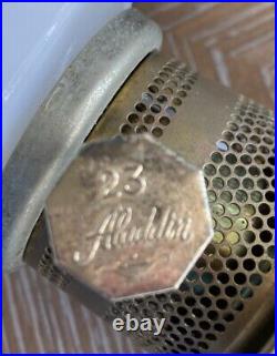 Vintage Aladdin 23 Kerosene Oil Lamp Daisies & Wheat Milk Glass WithChimney 1970's