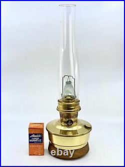 Vintage Aladdin 23 Lox-On Brass Kerosene Lamp with Wood and Cork Base