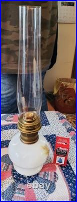 Vintage Aladdin 23 Milkglass Daisy & Wheat Mantle Shelf Kerosene Oil Lamp