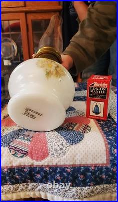 Vintage Aladdin 23 Milkglass Daisy & Wheat Mantle Shelf Kerosene Oil Lamp