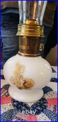 Vintage Aladdin 23 Milkglass Daisy & Wheat Mantle Shelf Kerosene Oil Lamp