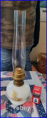 Vintage Aladdin 23 Milkglass Daisy & Wheat Mantle Shelf Kerosene Oil Lamp