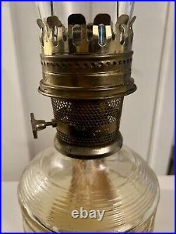 Vintage Aladdin #23 Oil Lamp Square Panel Colonial Clear Glass