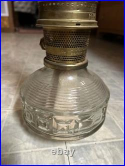Vintage Aladdin #23 Tall Brass Squares Glass Oil Lamp Nashville Round Table Fuel Vintage Aladdin #23 Tall Brass Squares Glass Oil Lamp Nashville Round Table Fuel