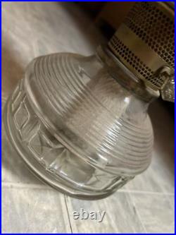 Vintage Aladdin #23 Tall Brass Squares Glass Oil Lamp Nashville Round Table Fuel