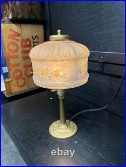 Vintage Aladdin #3 Table/Desk Lamp With Frosted Reverse Painted Glass Shade Work
