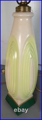 Vintage Aladdin Alacite Art Deco Lamps Pair Tranlucent Glass with Green, Works