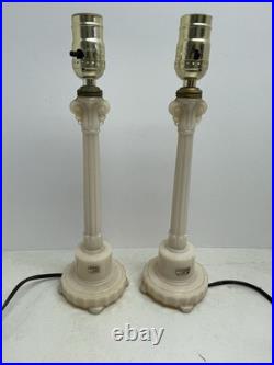 Vintage Aladdin Alacite Boudoir Lamp Pair G-20 Uranium Glass 1940 Working