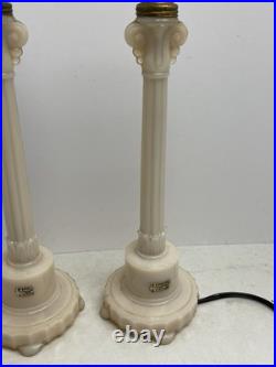 Vintage Aladdin Alacite Boudoir Lamp Pair G-20 Uranium Glass 1940 Working