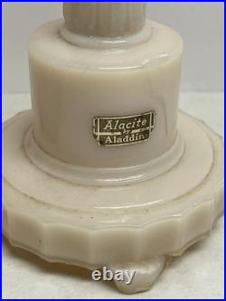 Vintage Aladdin Alacite Boudoir Lamp Pair G-20 Uranium Glass 1940 Working