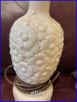 Vintage Aladdin Alacite Boudoir Lamps Pair, Floral Pattern