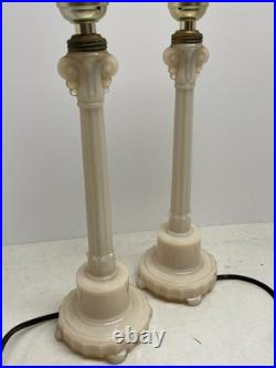 Vintage Aladdin Alacite Glass Boudoir Lamp Pair G-20 1940 Working UV Glow