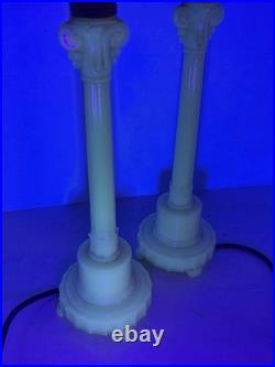 Vintage Aladdin Alacite Glass Boudoir Lamp Pair G-20 1940 Working UV Glow