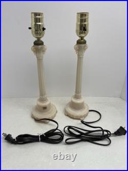 Vintage Aladdin Alacite Glass Boudoir Lamp Pair G-20 1940 Working UV Glow