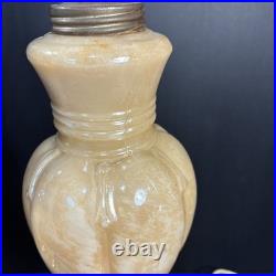 Vintage Aladdin Alacite Glass Lusterware Lamp Set Of 2 Work 1930's