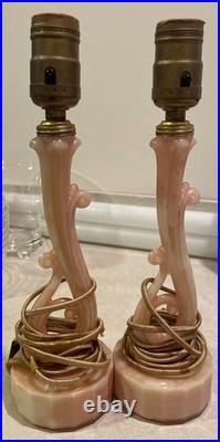 Vintage Aladdin Alacite Glass Table Lamp Set