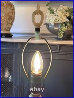 Vintage Aladdin Alacite Glass Table Lamp UV Glow Ornate Urn Glass Finial 21.5