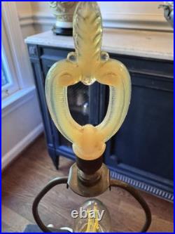 Vintage Aladdin Alacite Glass Table Lamp UV Glow Ornate Urn Glass Finial 21.5