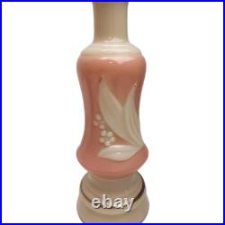 Vintage Aladdin Alacite Glass Vanity Boudoir Lamps Lily Pink Cream Pair Working