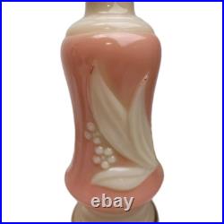 Vintage Aladdin Alacite Glass Vanity Boudoir Lamps Lily Pink Cream Pair Working