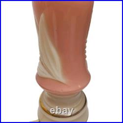 Vintage Aladdin Alacite Glass Vanity Boudoir Lamps Lily Pink Cream Pair Working